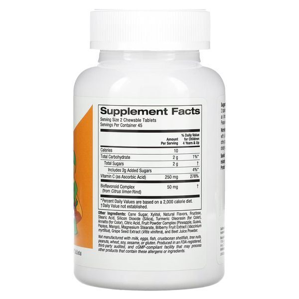 California Gold Nutrition Chewable Vitamin C with Bioflavonoid Complex for Children 90 вегетаріанських жувальних таблеток 01950 фото