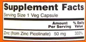 NOW FOODS ZINC PICOLINATE 00524 фото