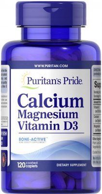 Puritan's Pride Calcium Magnesium with Vitamin D 120 Caplets 01438 фото