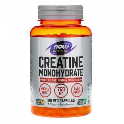 Now Foods, Sports, Creatine Monohydrate 750 mg, 120 Veg Capsules  06985 фото