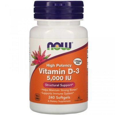 NOW FOODS VITAMIN D3 5000 ME - 240 СОФТ ГЕЛЬ 01041 фото