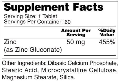 EARTHS CREATION ZINC GLUCONATE 50 MG - 100 ТАБ 00694 фото