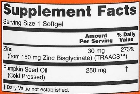 NOW FOODS ZINC GLYCINATE - 30MG 120 СОФТ ГЕЛЬ 00695 фото