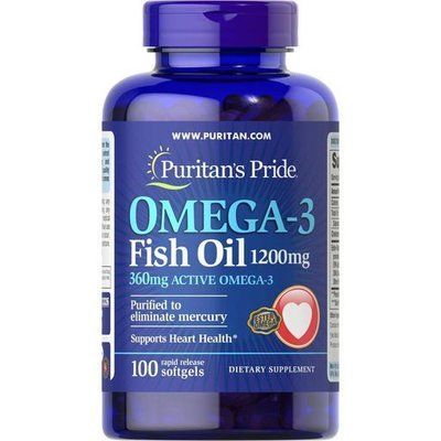 Puritan's Pride Omega 3 Fish Oil 1200 mg, 100 капсул 00921 фото