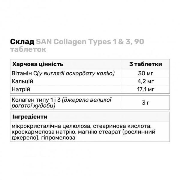SAN Collagen Types 1 & 3, 90 таблеток 00747 фото
