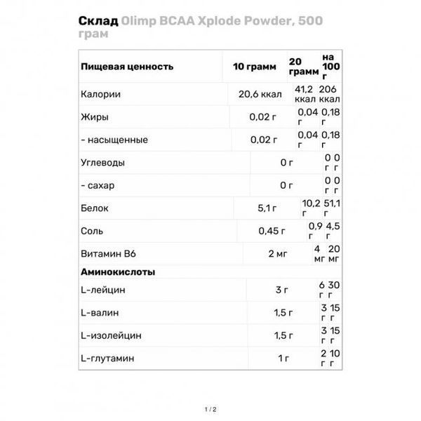 BCAA Olimp BCAA Xplode Powder, 500 грам 00803 фото
