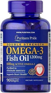 Puritan's Pride Double Strength Omega-3 Fish Oil 1200 мг (600 мг Active Omega-3) (90 капс) 00922 фото
