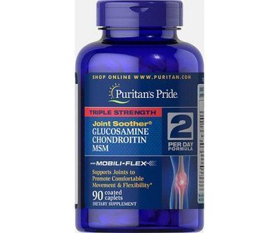 Triple Strength Glucosamine, Chondroitin & MSM, Puritan's Pride, 90 кап  00759 фото