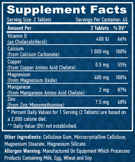 HAYA LABS CALCIUM MAGNESIUM & ZINC WITH VITAMIN D - 90 ТАБ 01014 фото