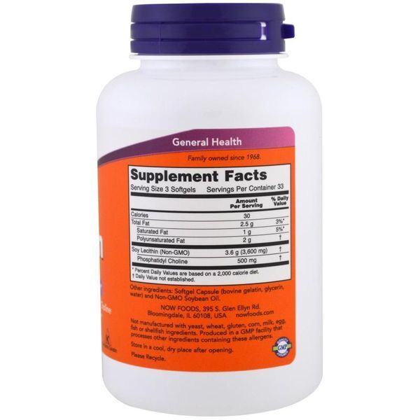 NOW FOODS LECITHIN 1200 МГ - 100 СОФТ ГЕЛЬ 01499 фото