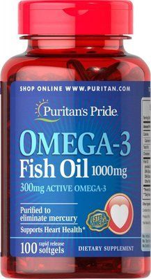 Puritan's Pride USA OMEGA 3 FISH OIL 1000mg 100 капсул 01223 фото